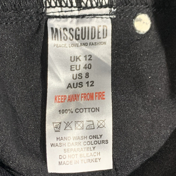 Missguided Women's Black Jeans Size 8 Floral Embroidery Cotton - Picture 12 of 12